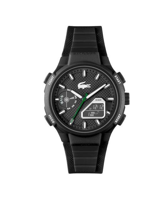 Lacoste LC33 Reloj de movimiento analógico y digital para hombre, correa de silicona, resistente al agua hasta 10 ATM/100 metros, contemporáneo, deportivo, reloj de moda premium, regalo para él, 45 mm
