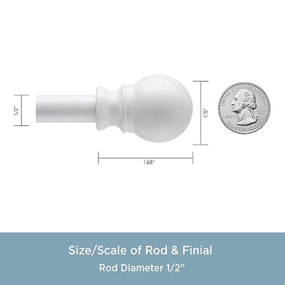 Kenney KN55251 Davenport - Barra Decorativa para Cortina de Ventana, Longitud Ajustable, Acabado Blanco, Tubo de Acero de 1/2 Pulgadas de diámetro