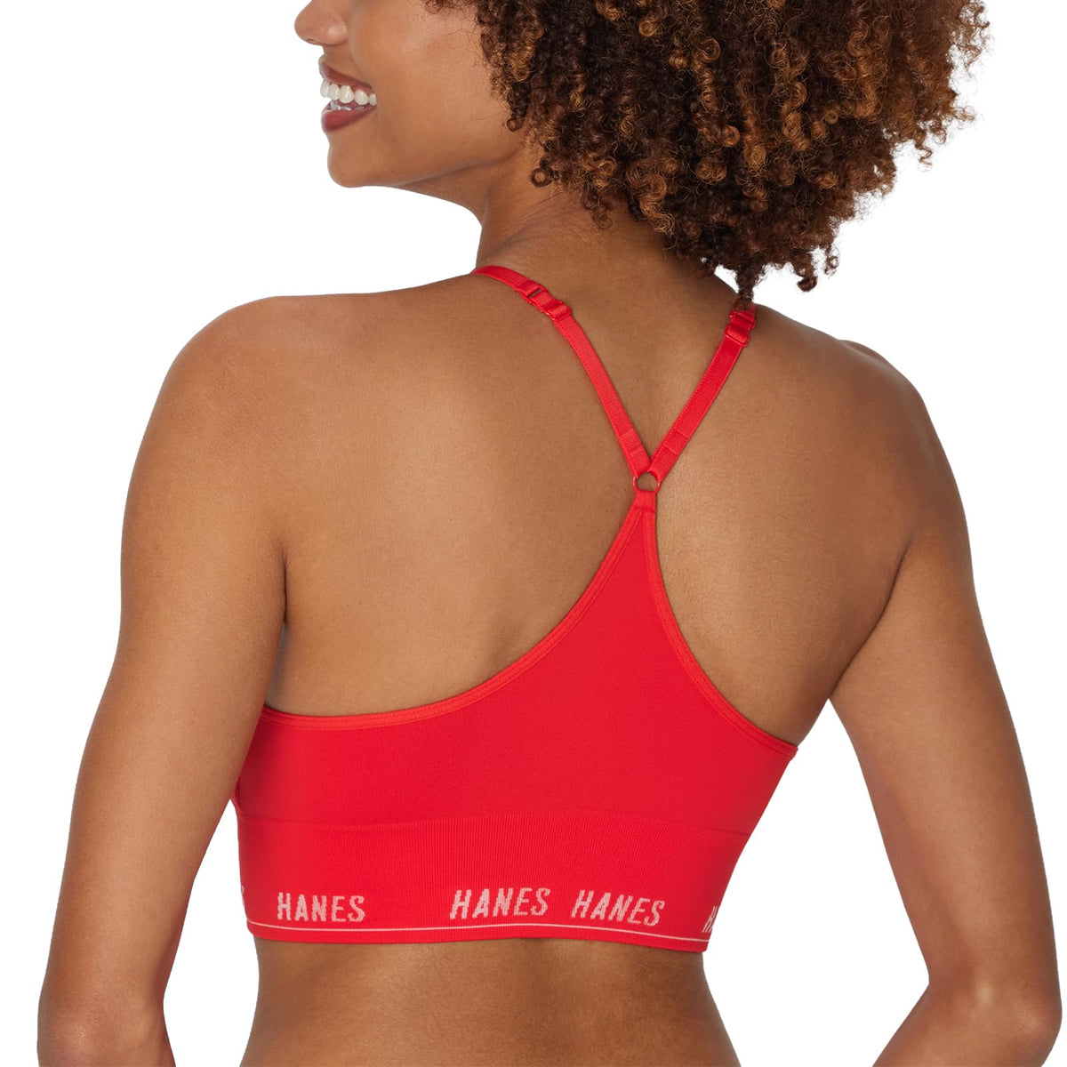 Hanes Hanes - Moves Bralette sin Costuras Escote en triangulo, Paquete de 2 Glimmer Red Bra Mujer