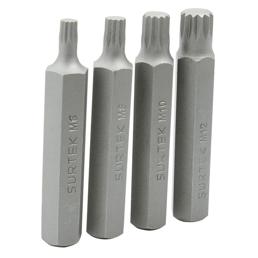 Surtek PFB4, Juego de puntas bristol hexágono de 1/2", 4 piezas
