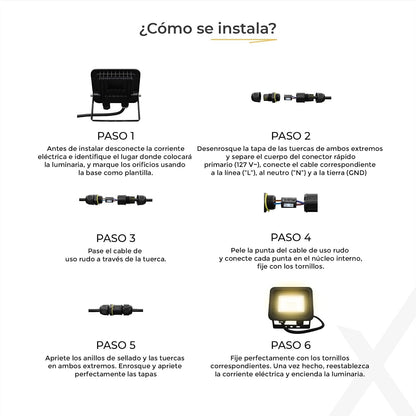 ILLUX Reflector LED Exterior 10W, Luz Fría 6500K, Impermeable IP65, Sobreponer en Piso, Negro, Iluminación para Fachadas y Jardines RL-3610.N65
