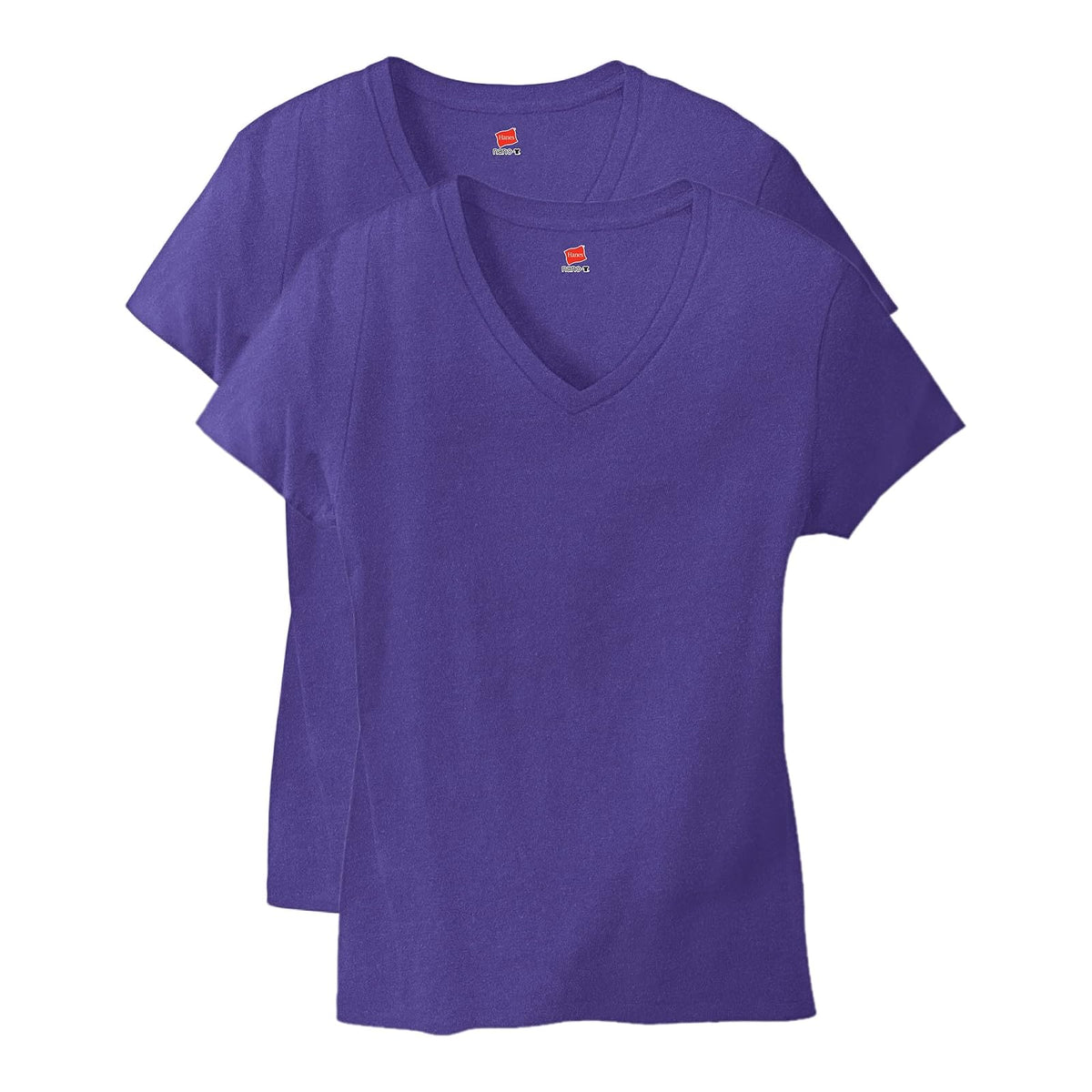 Hanes Playera Cuello en V para Mujer, 100% Algodón - Púrpura - M