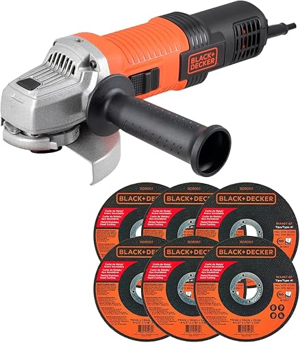 BLACK+DECKER Esmeriladora Angular 4-1/2" 920W, 6 Discos, G720X6D | Esmeriladora Angular 4-1/2" (115mm), 920W, 11000RPM/min, 6 Discos