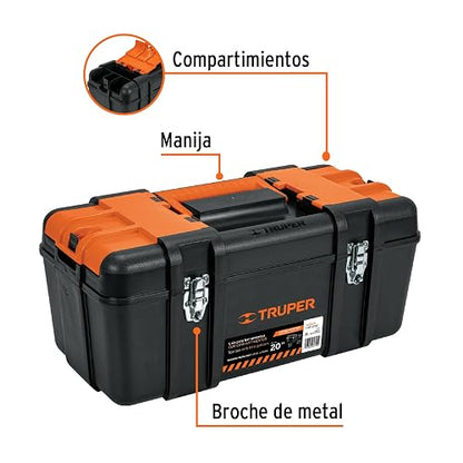 Truper CHP-20XC, Caja para herramienta 20" compartimentos y broches metálicos