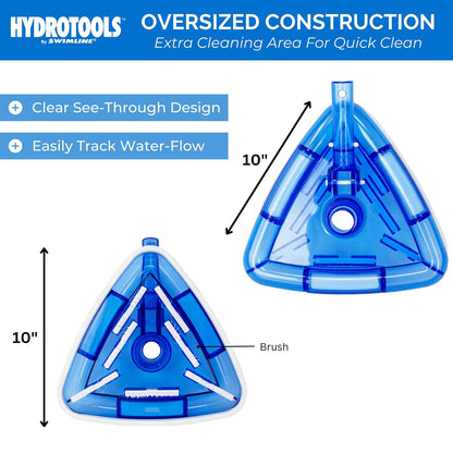 SWIMLINE HYDROTOOLS - Accesorio manual de cabezal de aspiradora para piscinas enterradas y sobre el piso, cabeza de vaca, forma triangular transparente con cerdas, manguera giratoria de 1-1/4 o 1-1/2