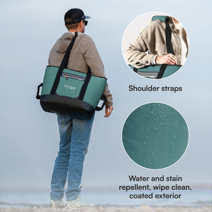 Titan by Arctic Zone - Bolsa térmica de lado suave, bolsa aislada con asa, correa de hombro y cierre para almuerzo, picnic y viajes, capacidad de 30 latas