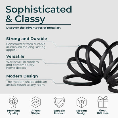 Sagebrook Home Metal, 11 Pulgadas, decoración de Anillo Slinky Negro, Redondo, Aluminio, contemporáneo, 11 Pulgadas de Largo x 5 Pulgadas de Ancho x 6 Pulgadas de Alto, Color sólido
