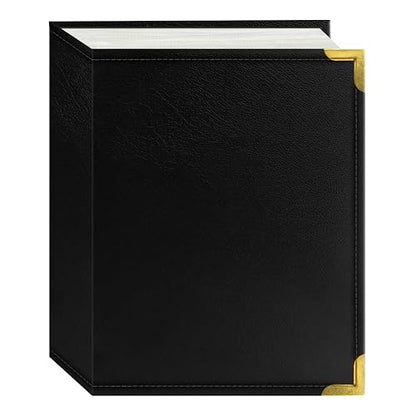 Pioneer Photo Albums E4-100/BK - Álbum de Fotos de Piel sintético Cosido de 100 Bolsillos con Detalles de Esquina de latón, 4 x 6 Pulgadas