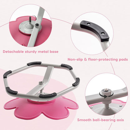 ROBUD - Silla giratoria sensorial para niños, Silla giratoria con diseño Antideslizante, coordinación Corporal de Entrenamiento, Silla oscilante en Forma de Flor, sin Montaje, Color Rosa