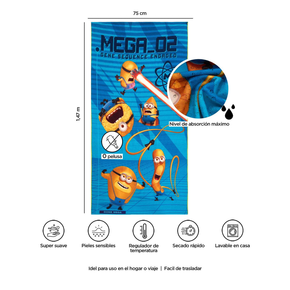 Providencia Toalla Premium para Baño 75x147 Cm Minions Energy
