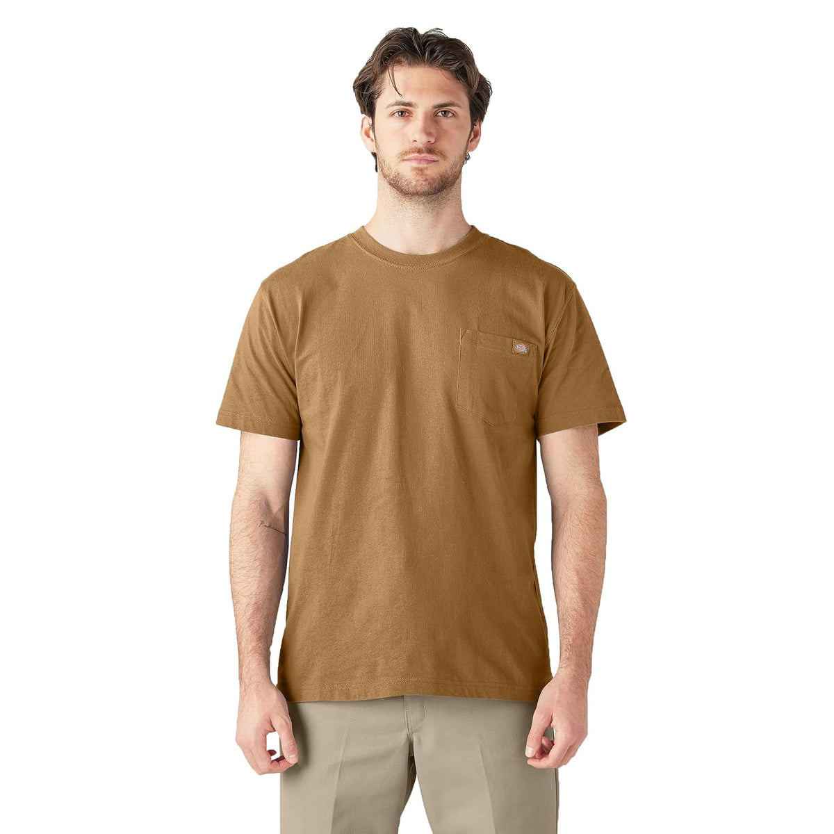 Dickies Playera de Manga Corta Cuello Redondo Heavyweight para Hombre - 3XL Amplio - Marrón (Brown Duck)