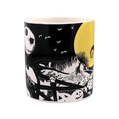 Silver Buffalo Nightmare Before Christmas Moonlight - Taza de cerámica con mango esculpido, 20 onzas, negro y blanco