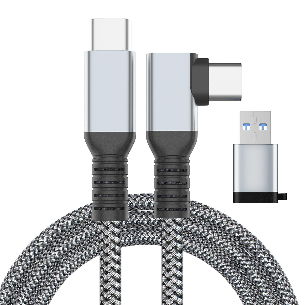 Cable Link VR de 16 pies compatible con Meta Oculus Quest 2/Quest 3/Pro Pico, accesorios trenzados de nailon y juegos de PC Steam VR, cable USB 3.0 de transferencia de datos tipo C, para auriculares VR