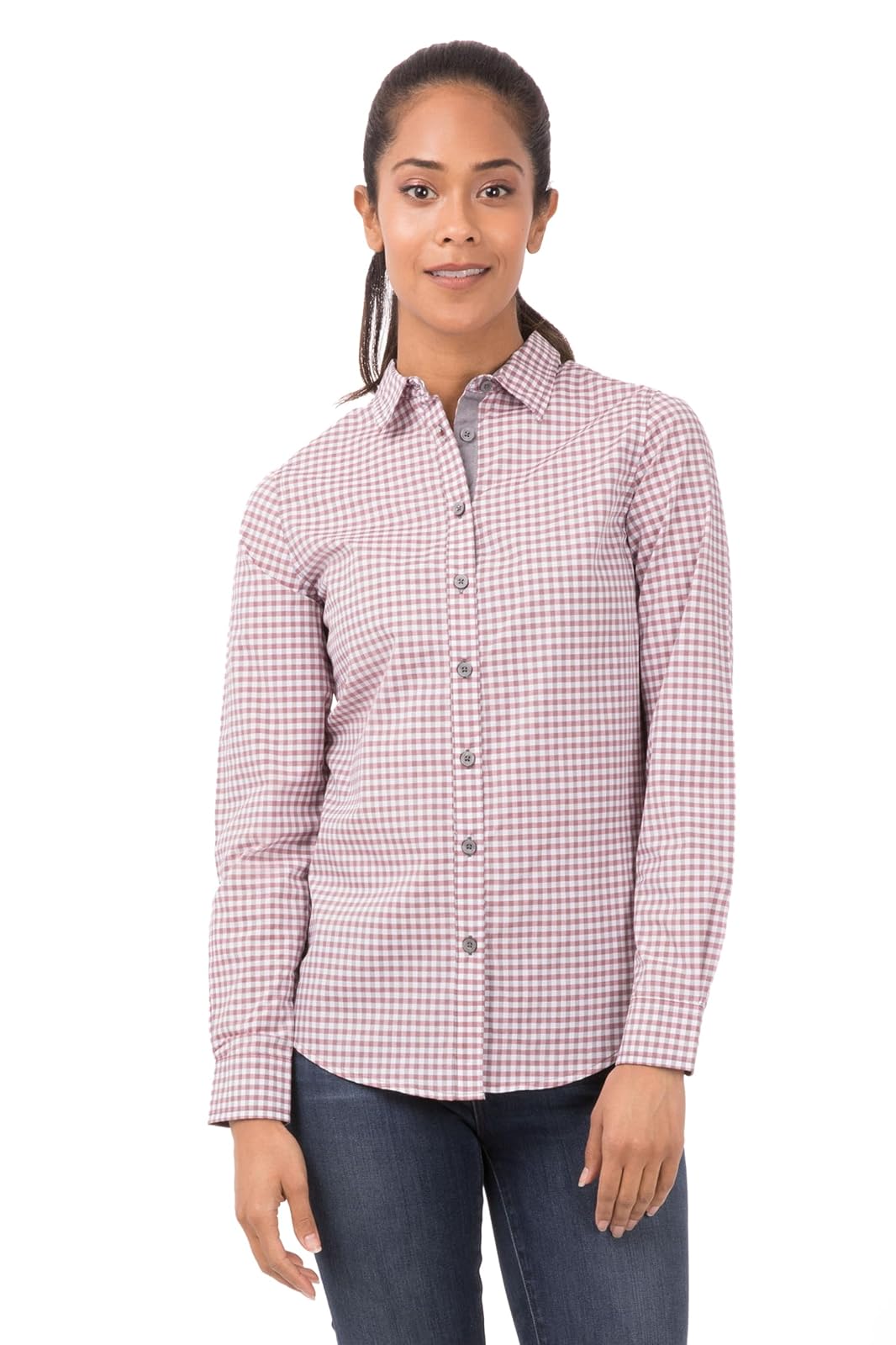 Chef Works Women's Modern Gingham Long Sleeve Dress Shirt