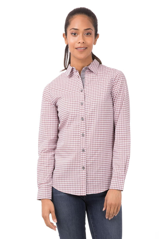 Chef Works Women's Modern Gingham Long Sleeve Dress Shirt