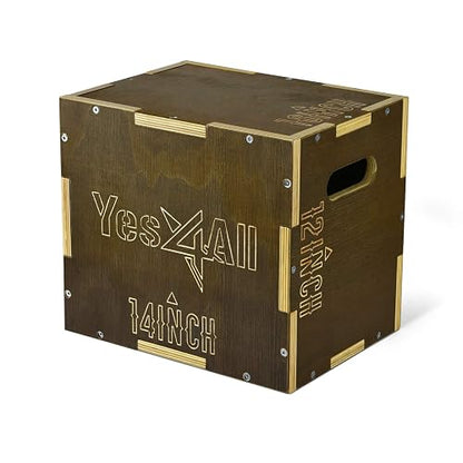 Yes4All Plyo Box, caja de madera 3 en 1 para gimnasio en casa, estocadas, sentadillas, inmersiones