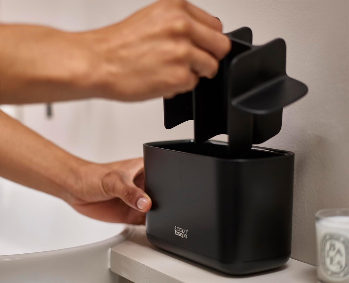 Joseph Joseph Easy-Store - Soporte para Cepillo para Polvo de Dientes, Almacenamiento de baño, Grande, Negro Mate