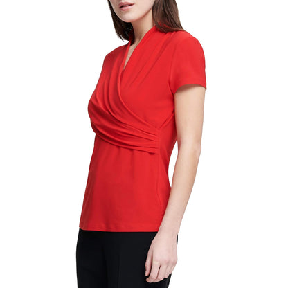 DKNY Top de Manga Corta con Fruncido Lateral Camisa para Mujer