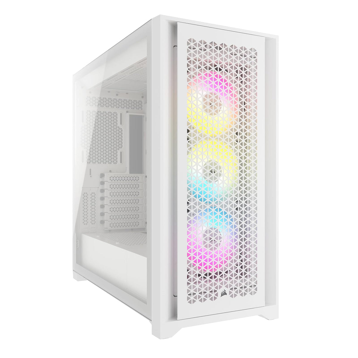 Corsair Semitorre iCUE 5000D RGB Airflow, 3 Ventiladores AF120 RGB Elite - Controlador iCUE Lighting Node Pro - Diseño de Alto Flujo de Aire - Blanco Verdadero
