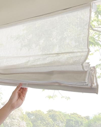 CHICOLOGY - Persianas Romanas para Ventanas, persianas para el hogar, 31 Pulgadas de Ancho x 64 Pulgadas de Alto, Blanco pacífico (Filtro de luz)