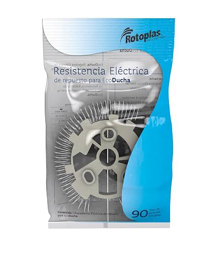 Resistencia eléctrica, Rotoplas, Repuesto para Regadera Eléctrica EcoDucha Modelo 5 000 W CM 3T, Voltaje 60 Hz, 127 V˜, Interruptor termomagnético: 40 A, Conductores del circuito: 10 mm2 (8 AWG).