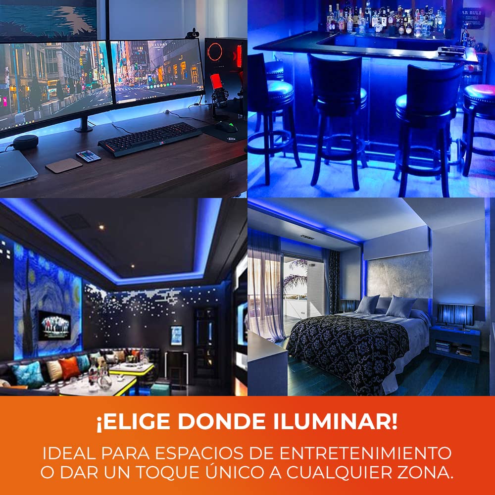 Tecnolite Tira LED Luz Azul 5 Metros 12W - Plug and Play, Uso en Interiores, No atenuable, 1 Pieza