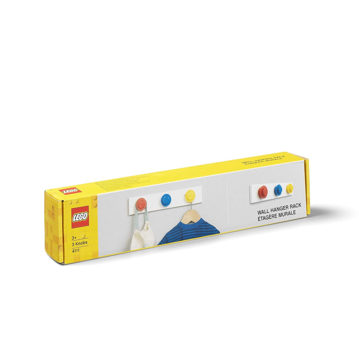 Room Copenhagen - Lego - Perchero de pared con 3 ganchos para colgar abrigos, mochilas, sombreros, decoración perfecta para la habitación de Lego para niños, varios colores, rojo, azul, amarillo