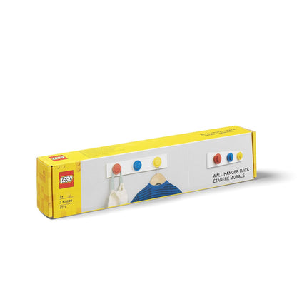 Room Copenhagen - Lego - Perchero de pared con 3 ganchos para colgar abrigos, mochilas, sombreros, decoración perfecta para la habitación de Lego para niños, varios colores, rojo, azul, amarillo