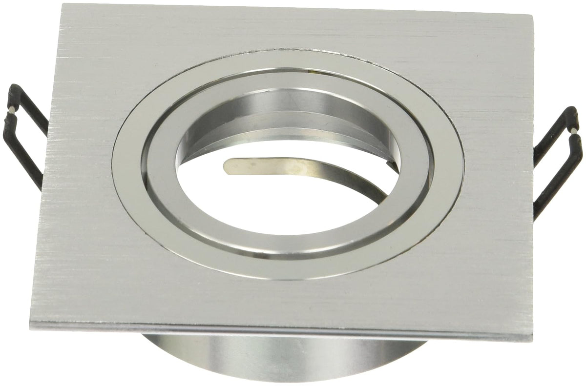 Estevez 19125-1 Empotrados Cuadrado Square Downlight Orientable 3-Pg Gu5.3/Gu10 Mr16 (Doble Porta-Lámpara), Color Aluminio