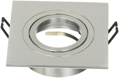 Estevez 19125-1 Empotrados Cuadrado Square Downlight Orientable 3-Pg Gu5.3/Gu10 Mr16 (Doble Porta-Lámpara), Color Aluminio
