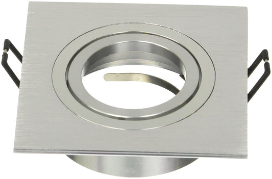 Estevez 19125-1 Empotrados Cuadrado Square Downlight Orientable 3-Pg Gu5.3/Gu10 Mr16 (Doble Porta-Lámpara), Color Aluminio