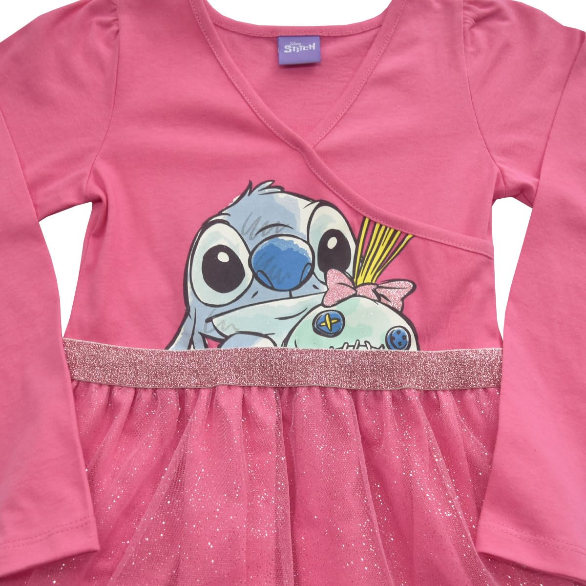 Disney-Carsatoons Disney Vestido Stitch- SCRUMP Manga Larga Vestido Informal Niñas