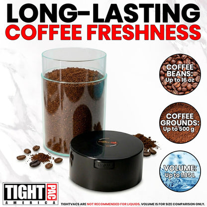 Tightpac America, Inc. Coffeevac 1 LB – la última Sellado al aspiradora Recipiente para café, Color Azul Tintado Cap & Cuerpo, Tapa Negra y Cuerpo Transparente, 1.85 litros / 1.6 Cuartos, 1