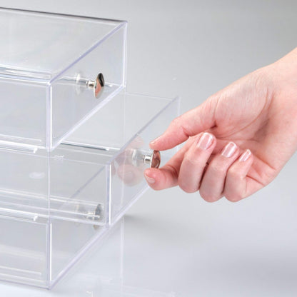 InterDesign Drawers Organizador de maquillaje | Organizador de cosméticos para maquillaje y demás | Caja de maquillaje con 3 cajones | Plástico transparente