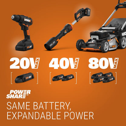 Worx WG323 20 V Power Share - Poste/sierra de cadena inalámbrica de 10 pulgadas con tensión automática (batería y cargador incluidos)