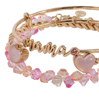 Alex and Ani Set de 3 Rígidos Mamá | Pulseras Doradas para Mujer | Cristal, Cuentas | Pulsera Dorada | Pulseras Plateadas para Mujer