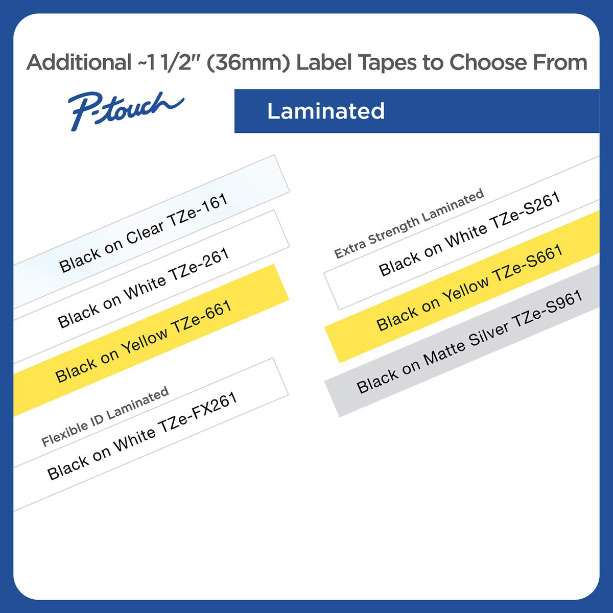 Brother Laminated Extra-Strength Black on Yellow 1 1/2 Inch Tape - Retail Packaging (TZeS661) - Retail Packaging