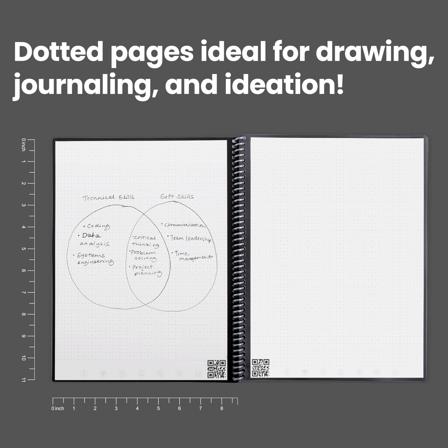 Rocketbook Core Carta, Cuaderno Inteligente, Patrón de cuadrícula, Reutilizable, Negro