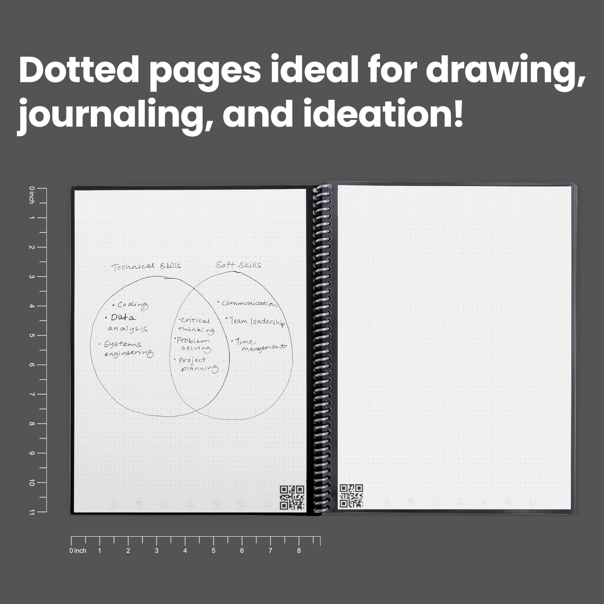 Rocketbook Core Carta, Cuaderno Inteligente, Patrón de cuadrícula, Reutilizable, Negro
