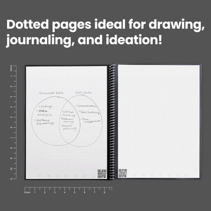 Rocketbook Core Carta, Cuaderno Inteligente, Patrón de cuadrícula, Reutilizable, Negro