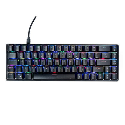 Gaming Naceb Teclado Mecánico RGB NA-0963G, 69 Teclas Compacto con Keycaps Intercambiables y Conexión USB-C, Color Gris
