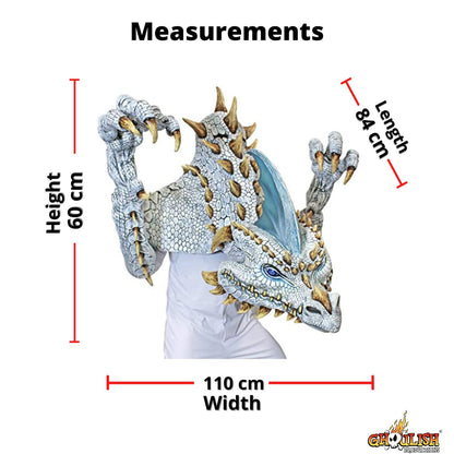 Máscara Artesanal Mega Máscara Disfraz de Cinder el Dragón Blanco de Latex de Nightmare's Collection por Mario Chiodo