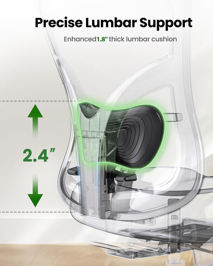 Marsail - Silla ergonómica de Oficina para Juegos con Soporte Lumbar, reposacabezas 2D, reposabrazos Ajustables, cojín de Asiento Contorneado, Silla de computadora de computadora con Ruedas para el
