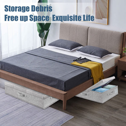Supowin Contenedores de almacenamiento debajo de la cama con tapas, caja organizadora grande para debajo de la cama con asa, plegable debajo de las bolsas de almacenamiento para organizar ropa