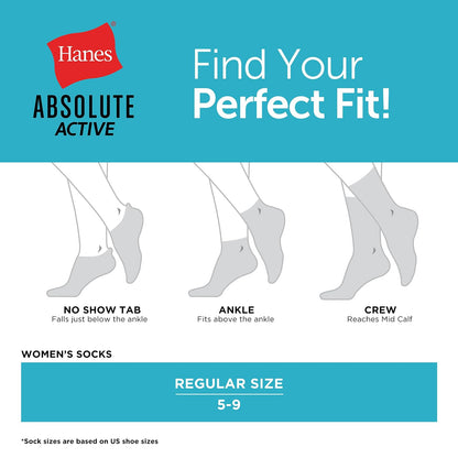 Hanes Cushioned No Show Tab Socks, Absolute Active No Show Socks for Women, 4-pairs Calcetines Mujer