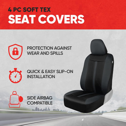 Motor Trend - Fundas de Asiento de Automóvil de Tela Gris para Asientos Delanteros, Fundas de Asiento de cubeta de automóvil de Alta Calidad, Hechas para vehículos con reposacabezas extraíbles, Fundas