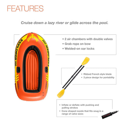 INTEX Explorer - Serie Inflable para Botes: cámaras de Aire duales, cerraduras de remos soldadas, Asas de Agarre, Cuerda de Proa, diseño Deportivo