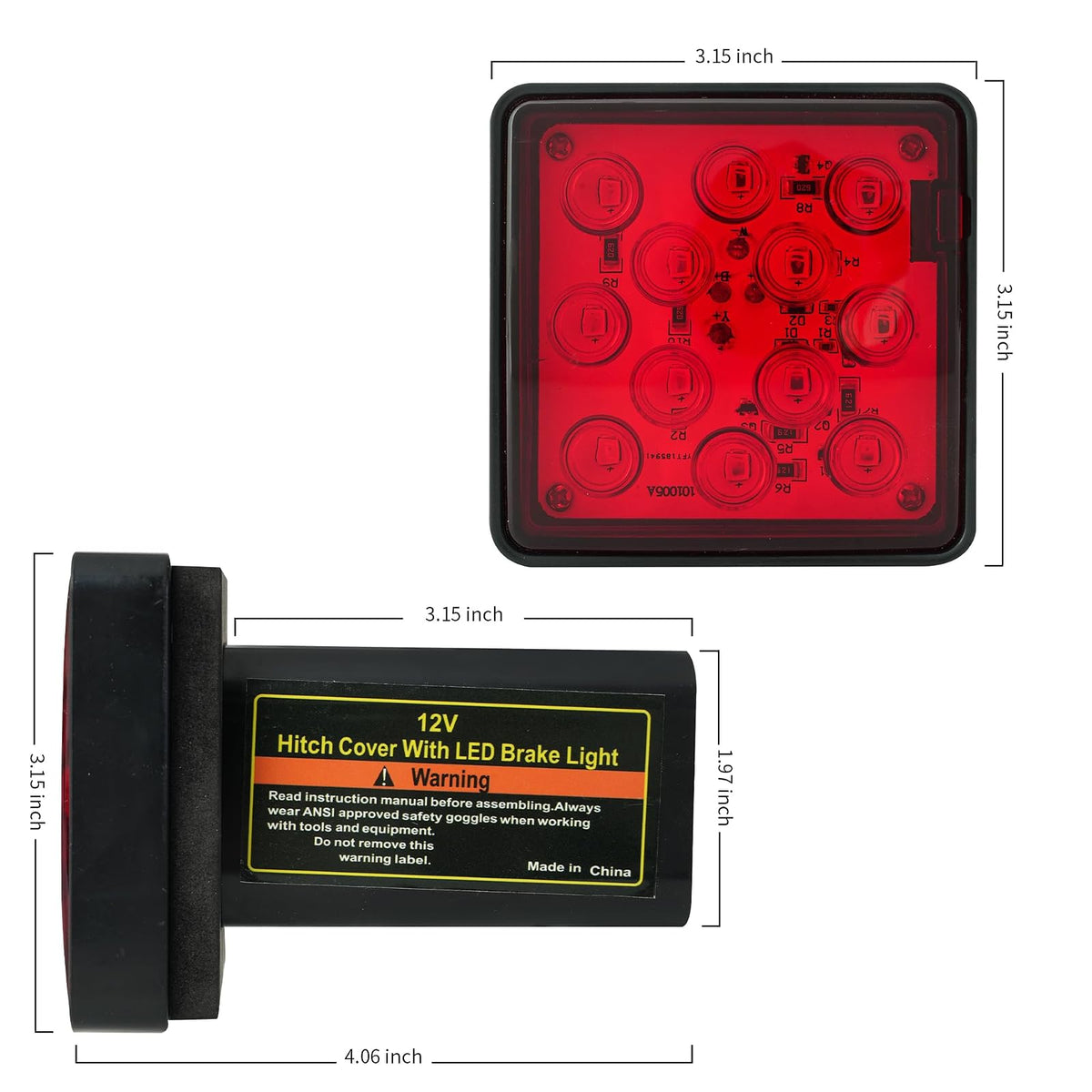 MaxxHaul 50021 Funda Enganche Remolque 12 Funciones Luz Freno/Trasera LED Negro