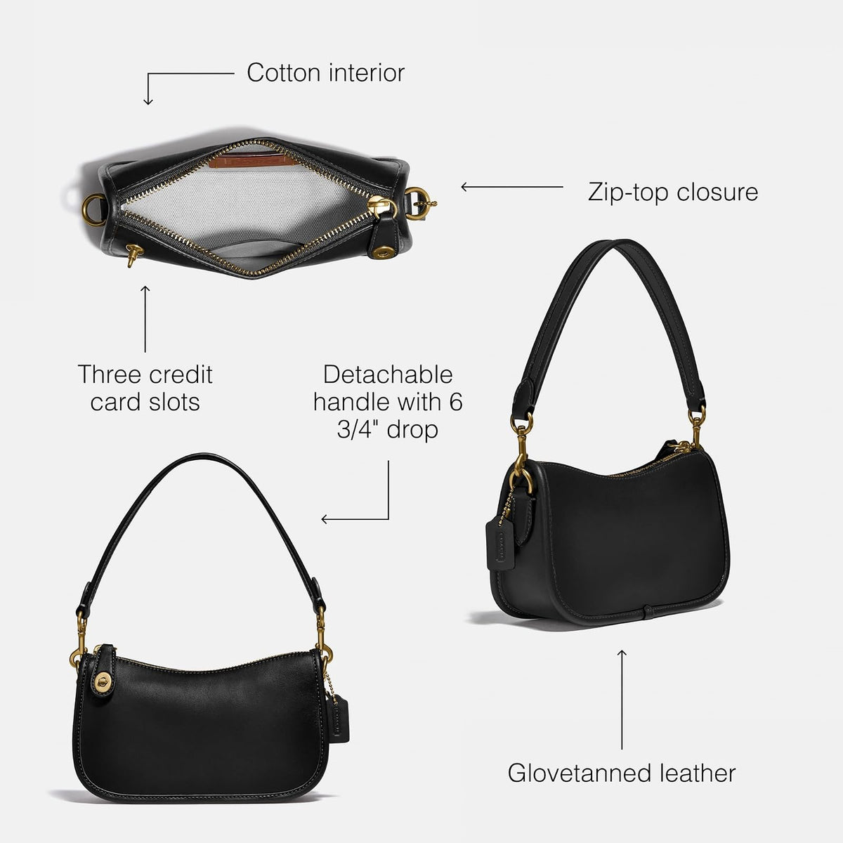 Coach Crystal Signature - Bolsa para mujer, Negro, One Size