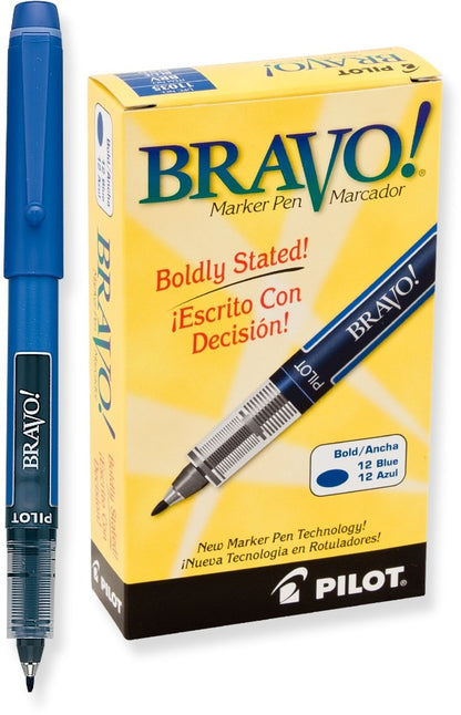 Pilot Bravo 11030 marcador de tinta líquida, tinta azul, Caja con docena